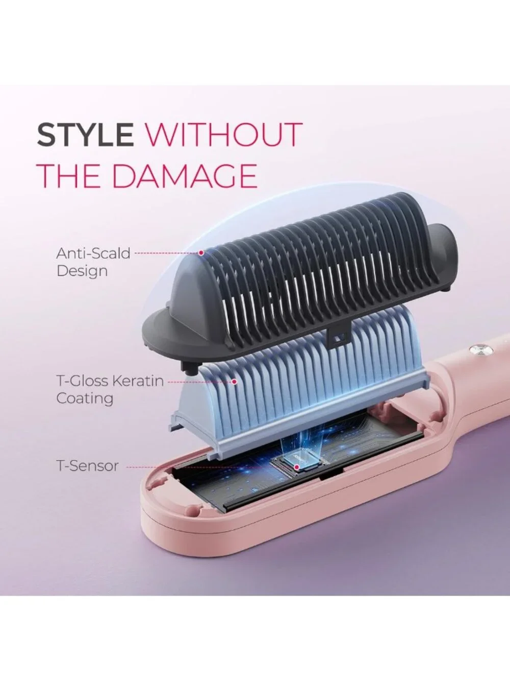 2-in-1 Hair Straightening Brush & Hot Comb - Fast Heat, Sleek Finish, Easy